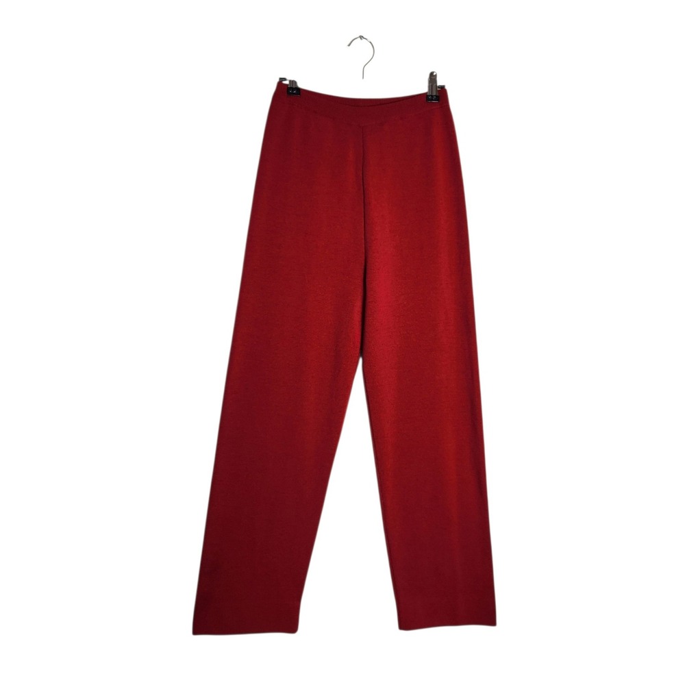 Linda Allard Ellen Tracy Red Merino Wool Knit Pants Petite Small Vintage USA